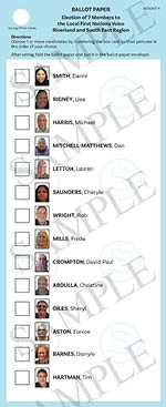 Region 4 - SAMPLE ballot paper